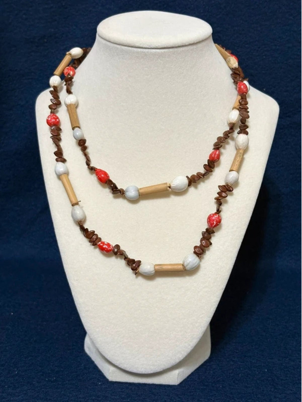 Tribal style long beaded necklace